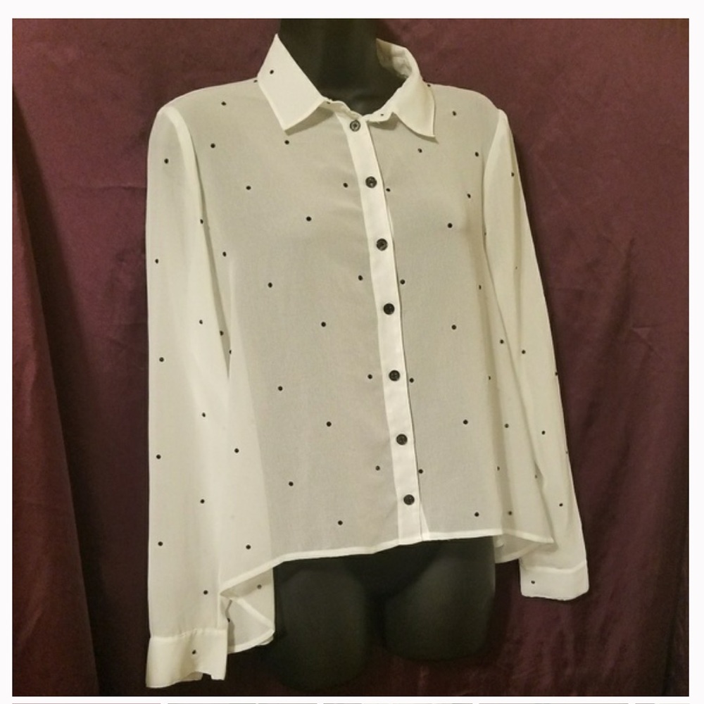 White Sheer Button sown with black beads